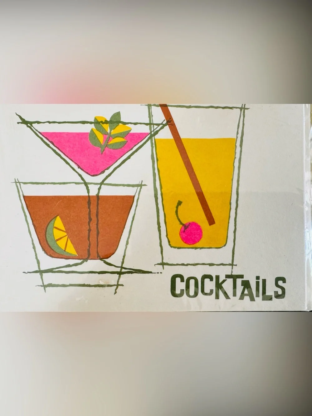 MCM Hallmark Cocktail invitations — Graphic colorful design . 8w/ envelopes